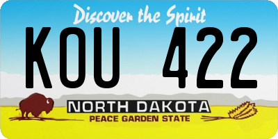 ND license plate KOU422
