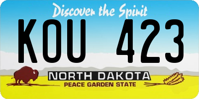 ND license plate KOU423