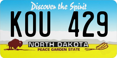 ND license plate KOU429