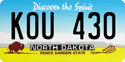 ND license plate KOU430