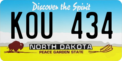 ND license plate KOU434