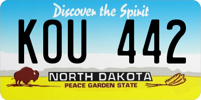 ND license plate KOU442