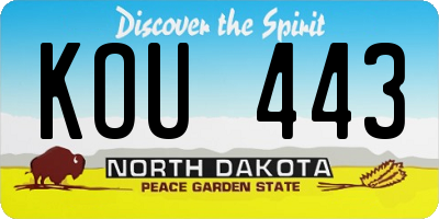 ND license plate KOU443