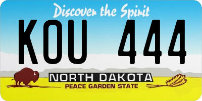 ND license plate KOU444