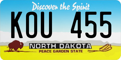 ND license plate KOU455