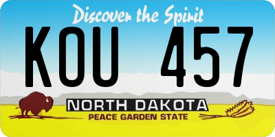 ND license plate KOU457