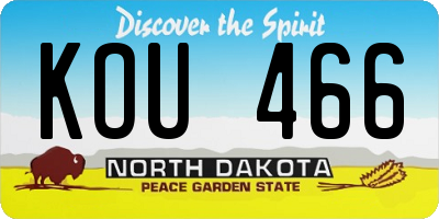 ND license plate KOU466
