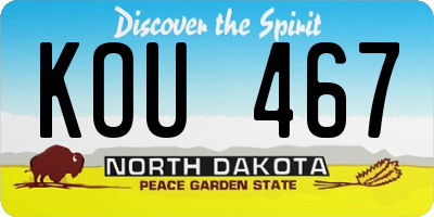 ND license plate KOU467