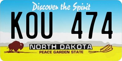 ND license plate KOU474