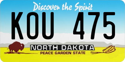 ND license plate KOU475