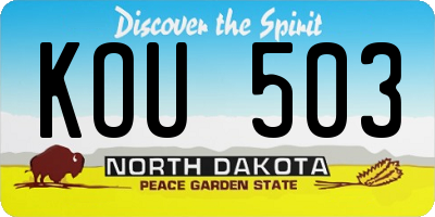 ND license plate KOU503