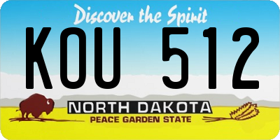 ND license plate KOU512