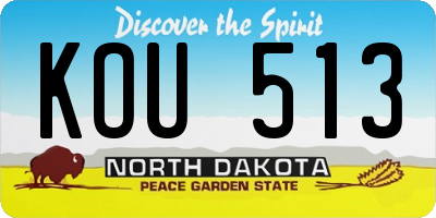 ND license plate KOU513