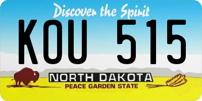 ND license plate KOU515