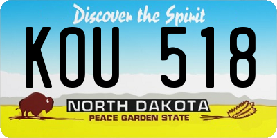 ND license plate KOU518