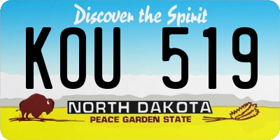 ND license plate KOU519