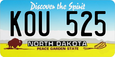 ND license plate KOU525