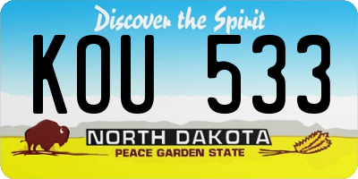 ND license plate KOU533