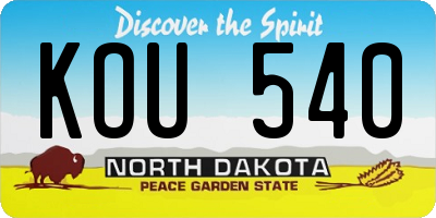 ND license plate KOU540