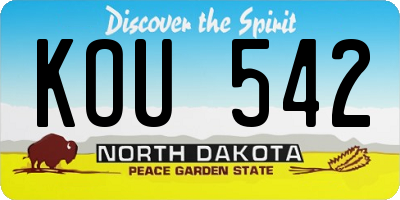 ND license plate KOU542