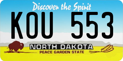 ND license plate KOU553