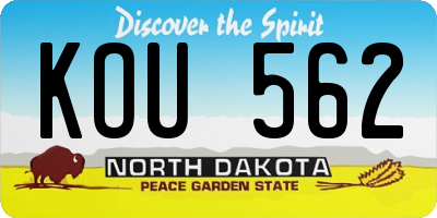 ND license plate KOU562