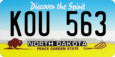 ND license plate KOU563