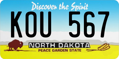 ND license plate KOU567