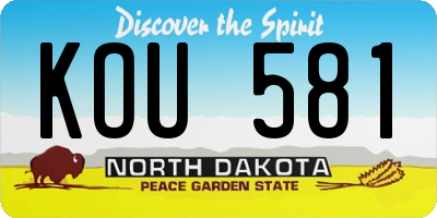 ND license plate KOU581
