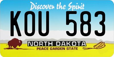 ND license plate KOU583