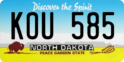 ND license plate KOU585