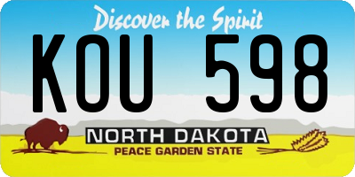 ND license plate KOU598