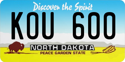 ND license plate KOU600