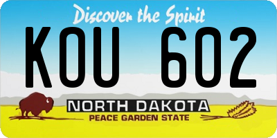 ND license plate KOU602