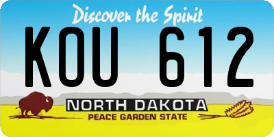 ND license plate KOU612