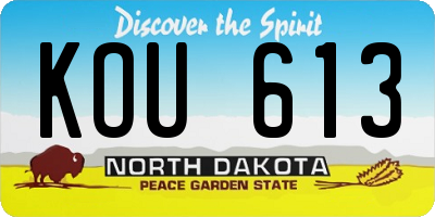 ND license plate KOU613