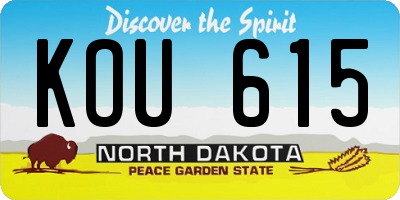 ND license plate KOU615
