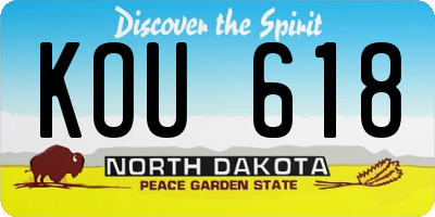 ND license plate KOU618