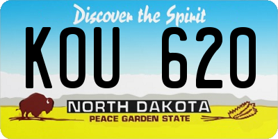 ND license plate KOU620