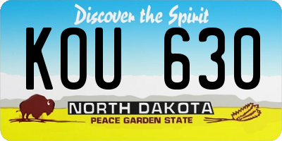 ND license plate KOU630