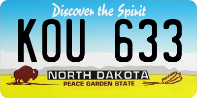 ND license plate KOU633