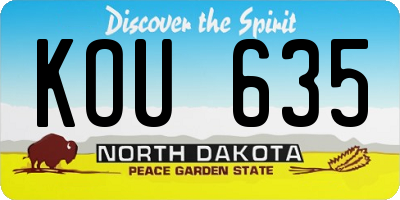 ND license plate KOU635