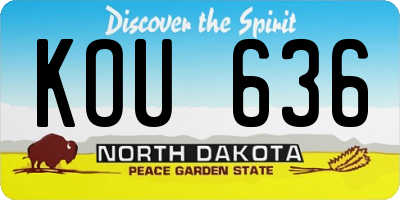ND license plate KOU636