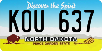 ND license plate KOU637