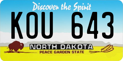 ND license plate KOU643