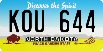 ND license plate KOU644