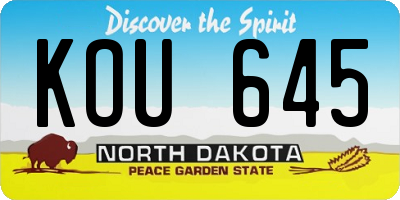 ND license plate KOU645