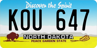ND license plate KOU647