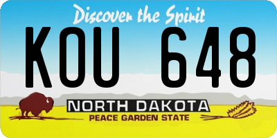 ND license plate KOU648