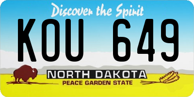 ND license plate KOU649